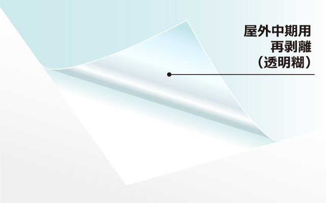 屋外中期用 再剥離（透明糊）の構造イメージ